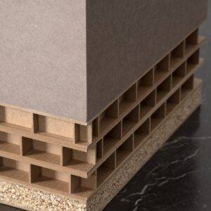 El alquiler de obras de arte es posible con Hanamiarte. Y también con opción de compra. Disponible esta escultura original de Irma Álvarez Laviada, titulada Pedestal 5, y realizada con distintos DM en 2019. En la foto, un detalle de una de las esquinas