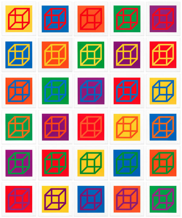 Sol Lewitt, Open Cube in Color on Color, full set, 2003