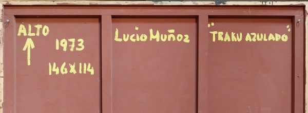 Lucio Muñoz, Traku azulado, 1973, trasera