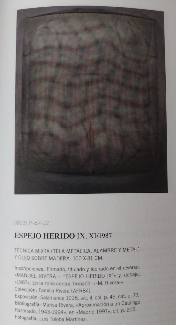 Manuel Rivera, Espejo herido IX, 1987, catálogo