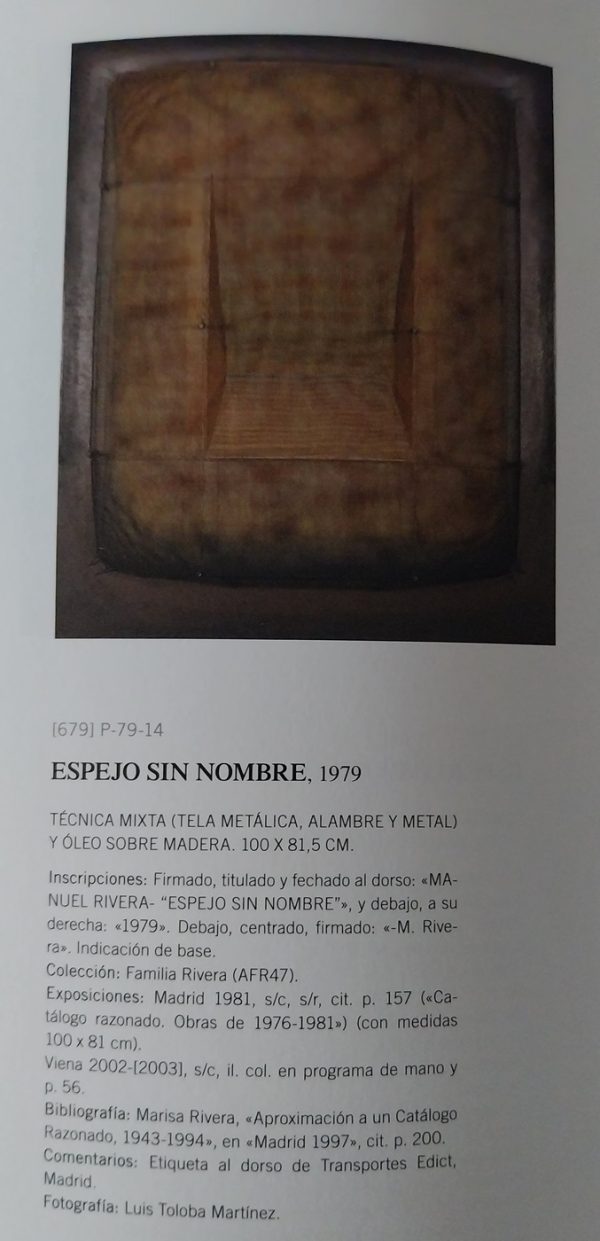 Manuel Rivera, Espejo sin nombre, 1979, catálogo