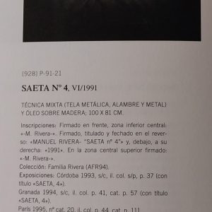 Manuel Rivera, Saeta 4, VI, 1991, catálogo