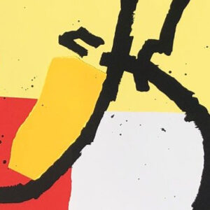 Detalle del collage de papel en la serigrafía de Rafael Canogar, Urbana 95, 2021